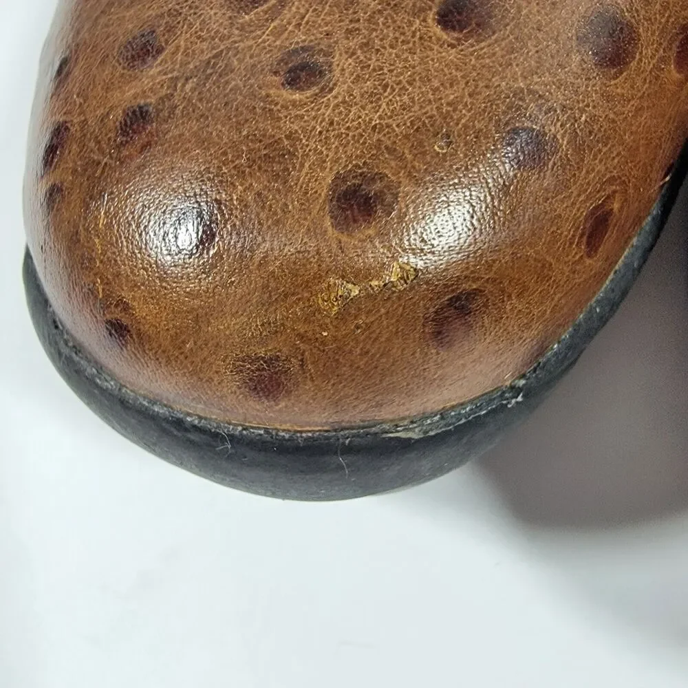 Roper Men's Size 8.5‎ Ostrich Print Leather Clog Slip On Shoes